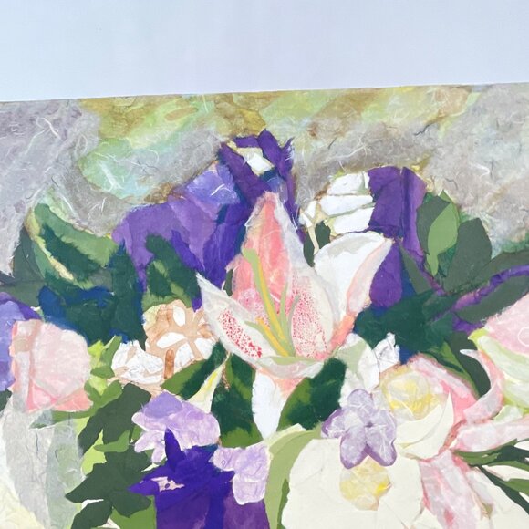 Floral Collage Painting On Paper Mixed Media on Paper - Picture 4 of 9